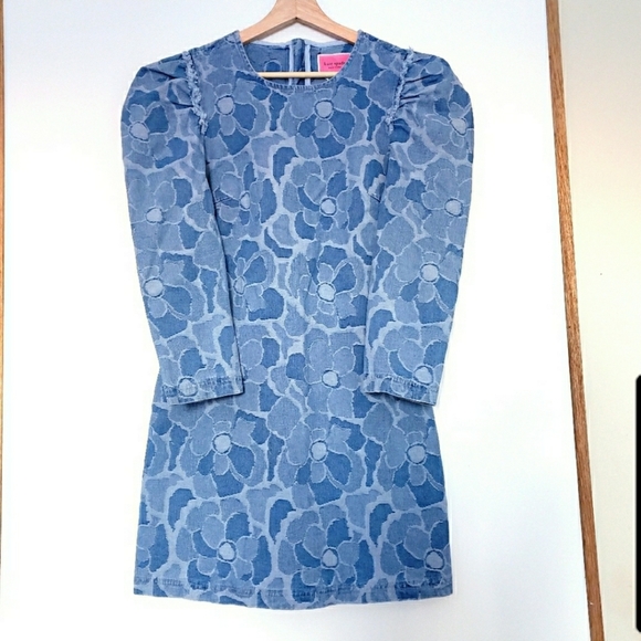 NWT Kate Spade Abstract Peony Denim Dress - Picture 4 of 12